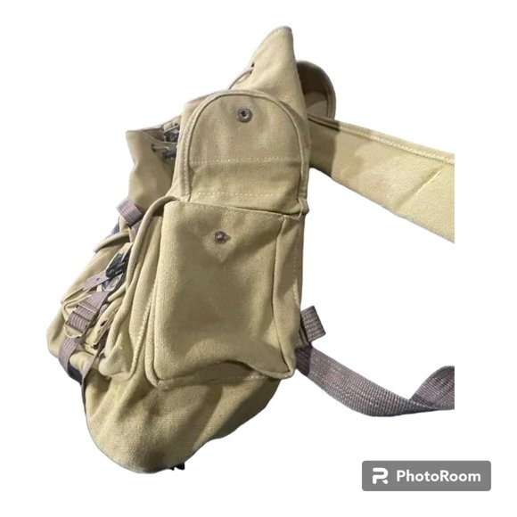 Military-Style Thick Canvas Hiking Camping Utility Unisex Backpack with Buckles - Picture 10 of 15